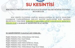 Kdz. Ereğli Bağlık mahallesinde su kesintisi