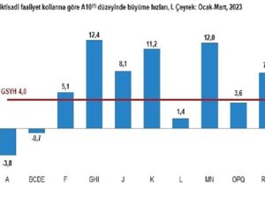 Gayrisafi Yurt İçi Hasıla (GSYH) 2023 yılı birinci çeyreğinde %4,0 arttı