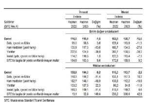TÜİK: İhracat ünite bedel endeksi %1,6 azaldı