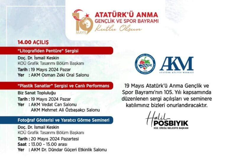 19 MAYIS’TA AKM’DE SERGİ VE SEMİNER DÜZENLENECEK